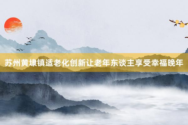 苏州黄埭镇适老化创新让老年东谈主享受幸福晚年