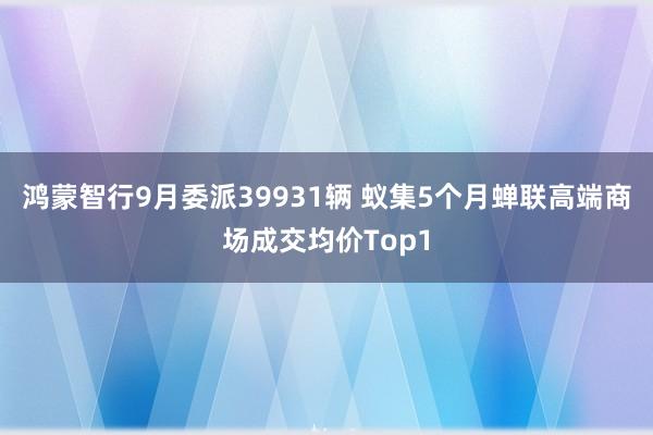 鸿蒙智行9月委派39931辆 蚁集5个月蝉联高端商场成交均价Top1